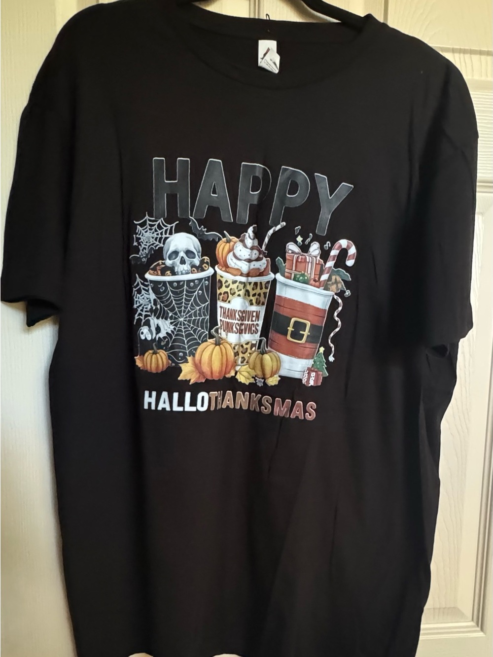 NWT Black Holiday 'Happy Hallothanksmas' Graphic Tee, XL